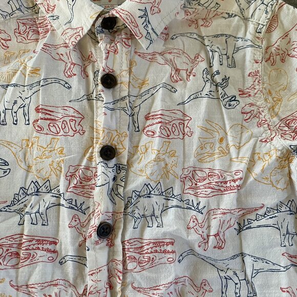 Cat & Jack Dinosaur Button Down Shirt Size S 6/7 - Picture 2 of 4